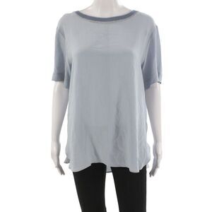 Jennifer Tattanelli Women Light Blue Basic Blouse Short Sleeve Size 16